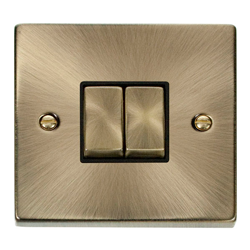 Click Deco Double 2G Light Switch Antique Brass