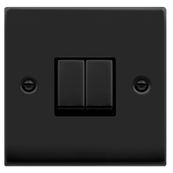Click Deco Double 2G Light Switch Matt Black