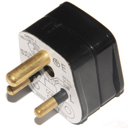 Black 2 Amp Round Pin Plug