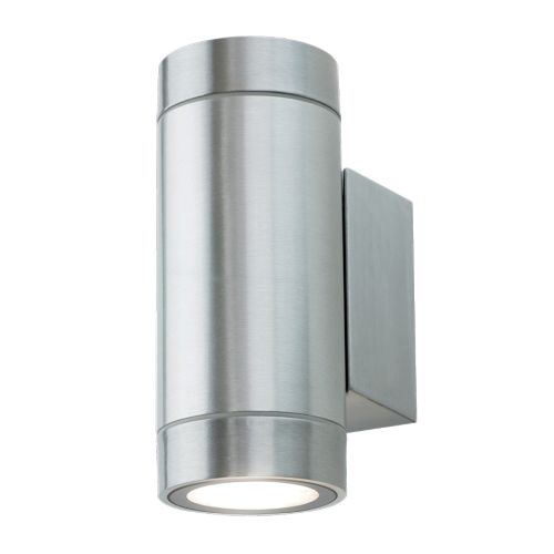 ALL LED Tubular GU10 Brushed Aluminium IP65 Bi-Directional Wall Light