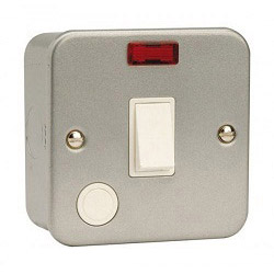 Click Metal Clad 1 Gang Single 20Amp DP Switch c/w Flex Outlet Neon