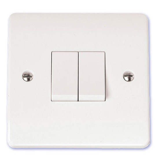 Chrome Effect Double 2 Gang 2 Way Light Switch White Interior 6 Amp 710503 