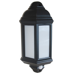 Eterna 7w LED Half Lantern c/w PIR Black