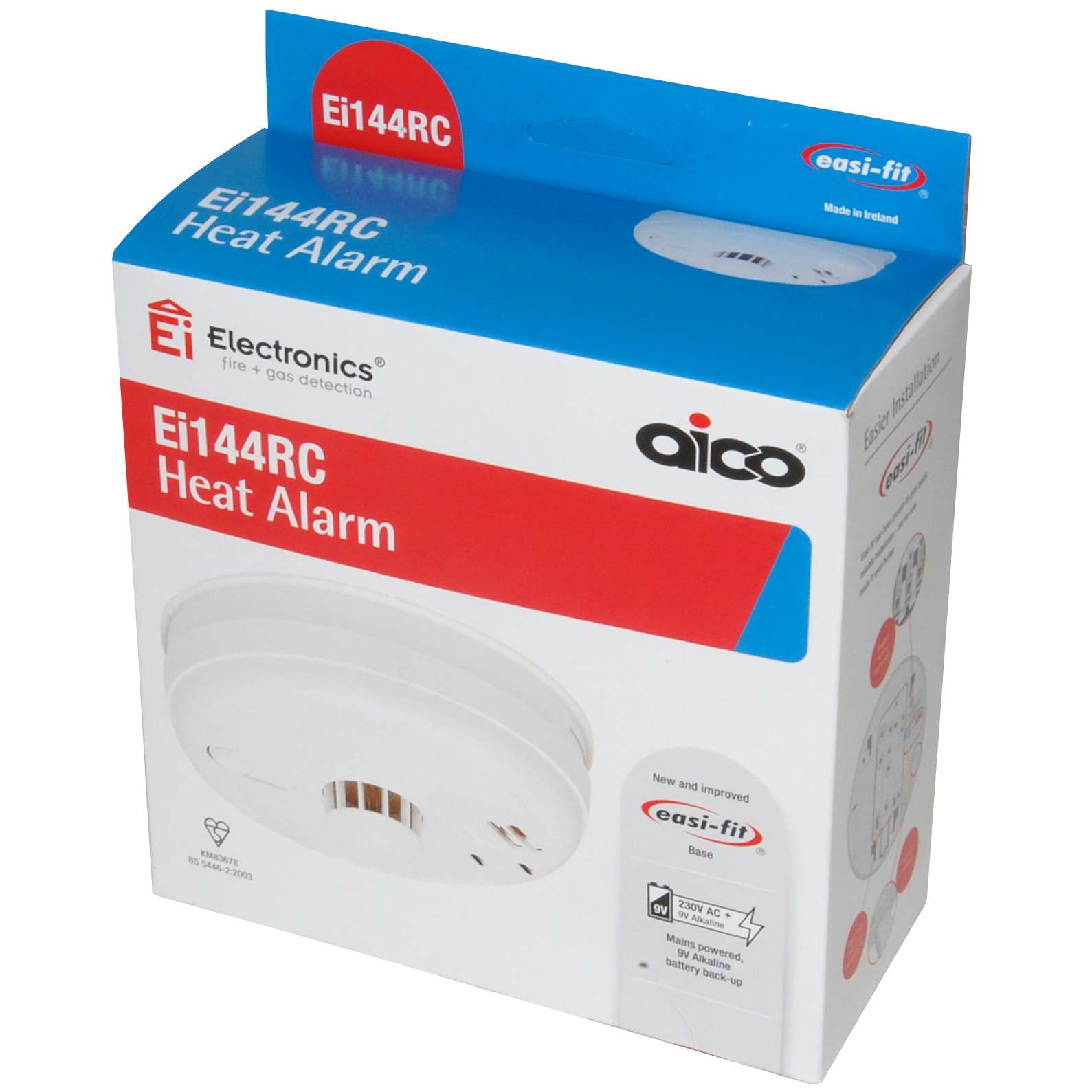 Mains HEAT Alarm Detector Battery Hush Aico Ei144RC Ei144 