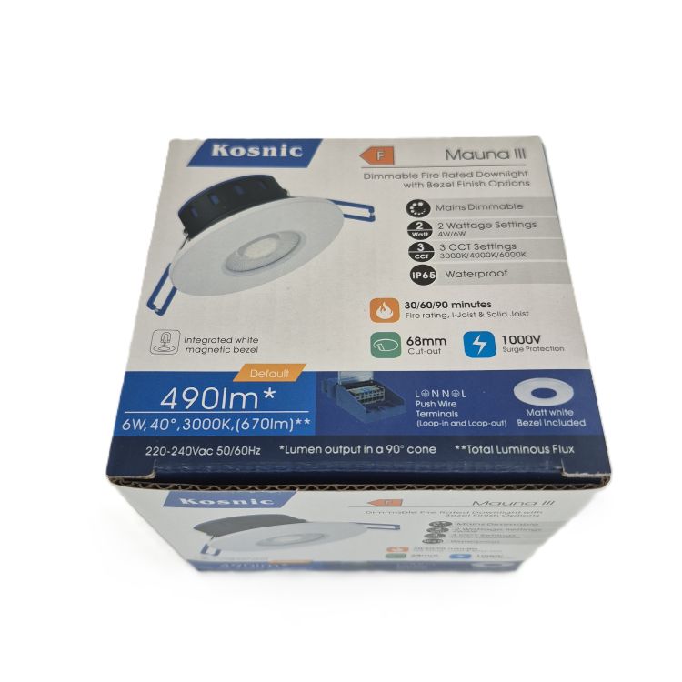 Kosnic Mauna III firerated downlight 4W/6W CCT switchable