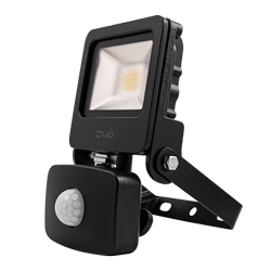 Ovia 10w Pathfinder Black Floodlight c/w PIR cool white 4000k