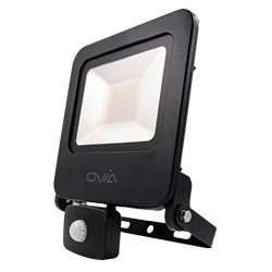 Ovia 50w Pathfinder Black Floodlight c/w PIR cool white 4000k