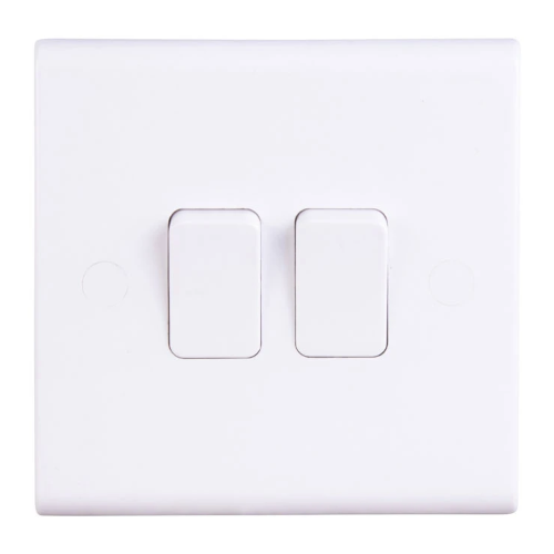 Deta Slimline 2 Gang 2 Way 10AX Plate Light Switch
