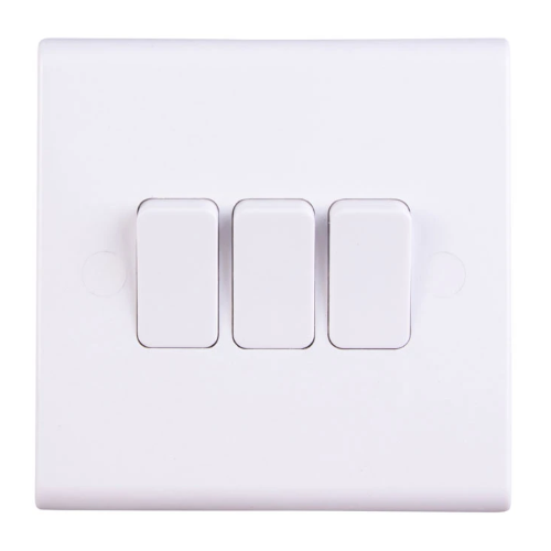 Deta Slimline 3 Gang 2 Way 10AX Plate Light Switch