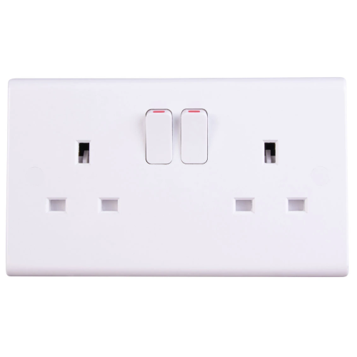 Deta Slimline 2 Gang 13A Switched Socket DP