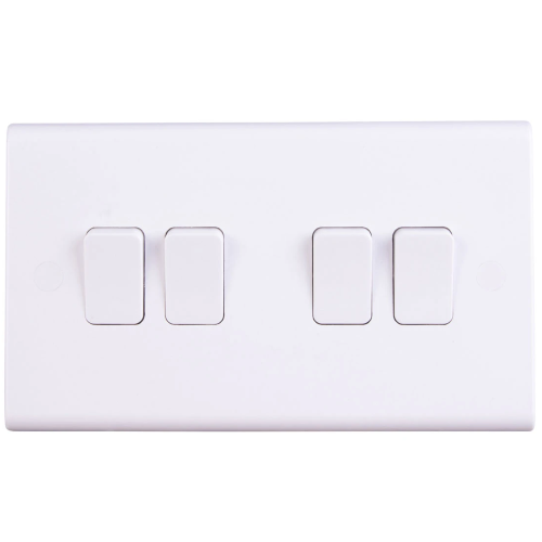 Deta Slimline 4 Gang 2 Way 10AX Plate Light Switch