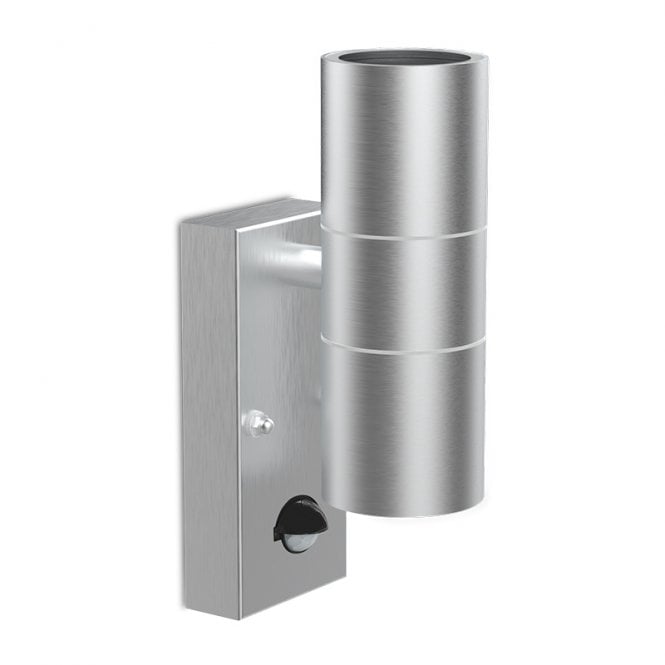 Kosnic up & Down Twin GU10 Wall Light c/w Sensor Stainless Steel