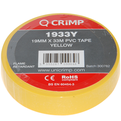 19mmX33mtr Yellow PVC Insulation Tape