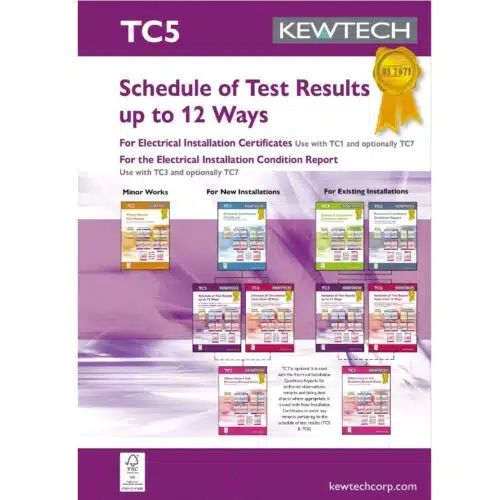 Kew Tech Schedule of Test Results up to 12 ways (18th Edition Amendment 2)