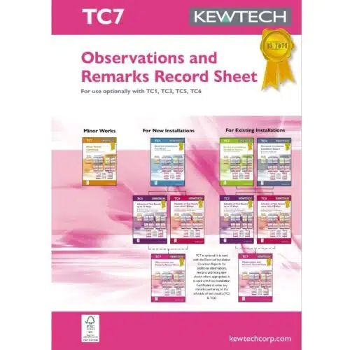 Kew Tech Observation Record sheet for Electrical Installation Condition Reports 