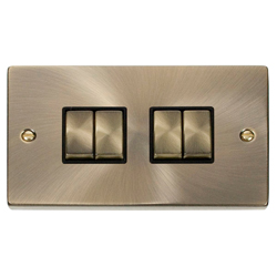 Click Deco Quad 4G Light Switch Antique Brass