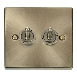 Click Deco Double 2G Toggle Light Switch Antique Brass