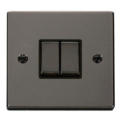 Click Deco Double 2G Light Switch Black Nickel