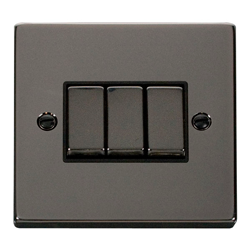 Click Deco Triple 3G Light Switch Black Nickel