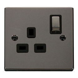 Click Deco Single 1G Plug Socket Black Nickel