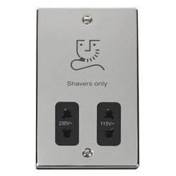 Dual Voltage Shaver Socket Chrome With Black Insert