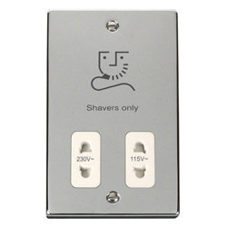 Deco Dual Voltage Shaver Socket Polished Chrome White Insert