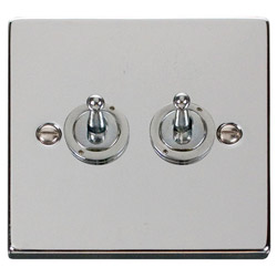 Deco 10 Amp Double Toggle Light Switch Polished Chrome