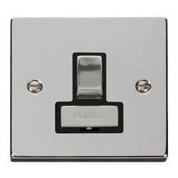 Deco 13 Amp Fused Ingot Connection Unit Polished Chrome Black Insert