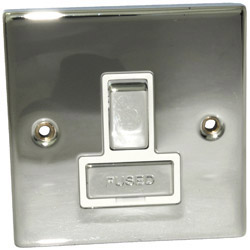 Deco 13 Amp Fused Ingot Connection Polished Chrome White Insert