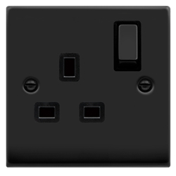 Click Deco Single 1G Plug Socket Matt Black