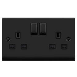 Click Deco Double 2G Plug Socket Matt Black