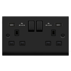 Click Deco Double Plug Socket 13A 2x USB-A 4.2A