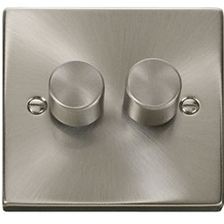 Deco 2 Gang Double 400W Dimmer Switch in Satin Chrome