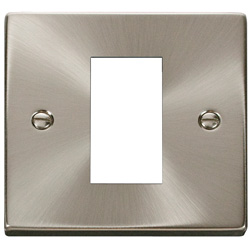 Deco 1 Gang Single Apperture Media Plate in Satin Chrome