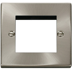 Deco Single Plate ( Double Media Module Aperture ) in Satin chrome