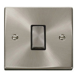 Deco 10 Amp Single Plate/Ingot Switch Satin Chrome Black Insert