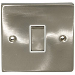 Deco 10 Amp Single Plate/Ingot Switch Satin Chrome White Insert