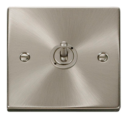 Deco 10AX 1 Gang 2 Way Toggle Light Switch Satin Chrome