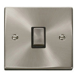 Deco 20 Amp Single Plate/Ingot Switch Satin Chrome Black Insert