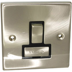 Deco 13 Amp Fused Ingot Connection Unit Satin Chrome  Black Insert