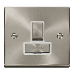 Deco 13 Amp Fused Ingot Connection Unit Satin Chrome White Insert