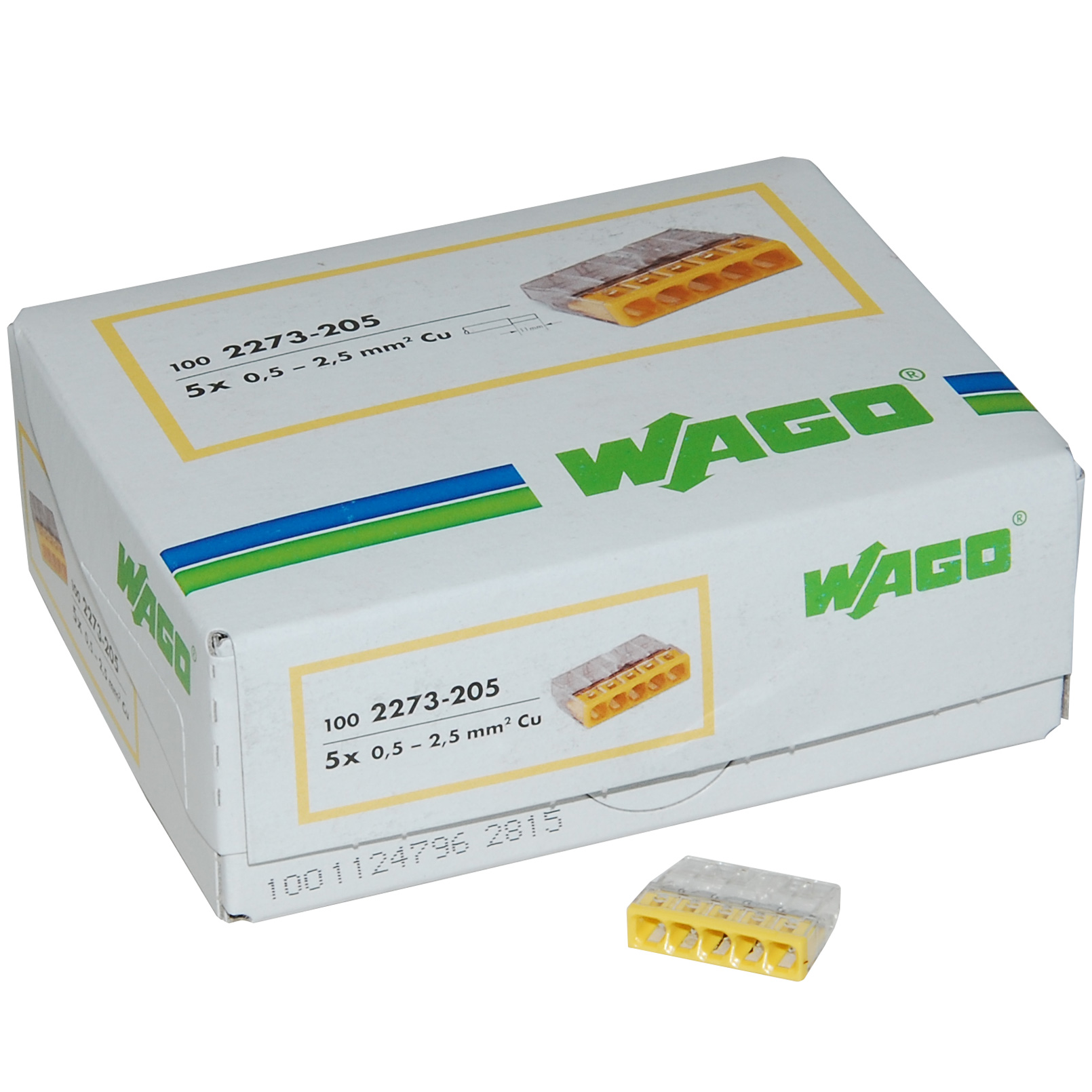 Wago 2273 quick-plug terminal, 5 conductors (0,5 - 2,5 mm²)