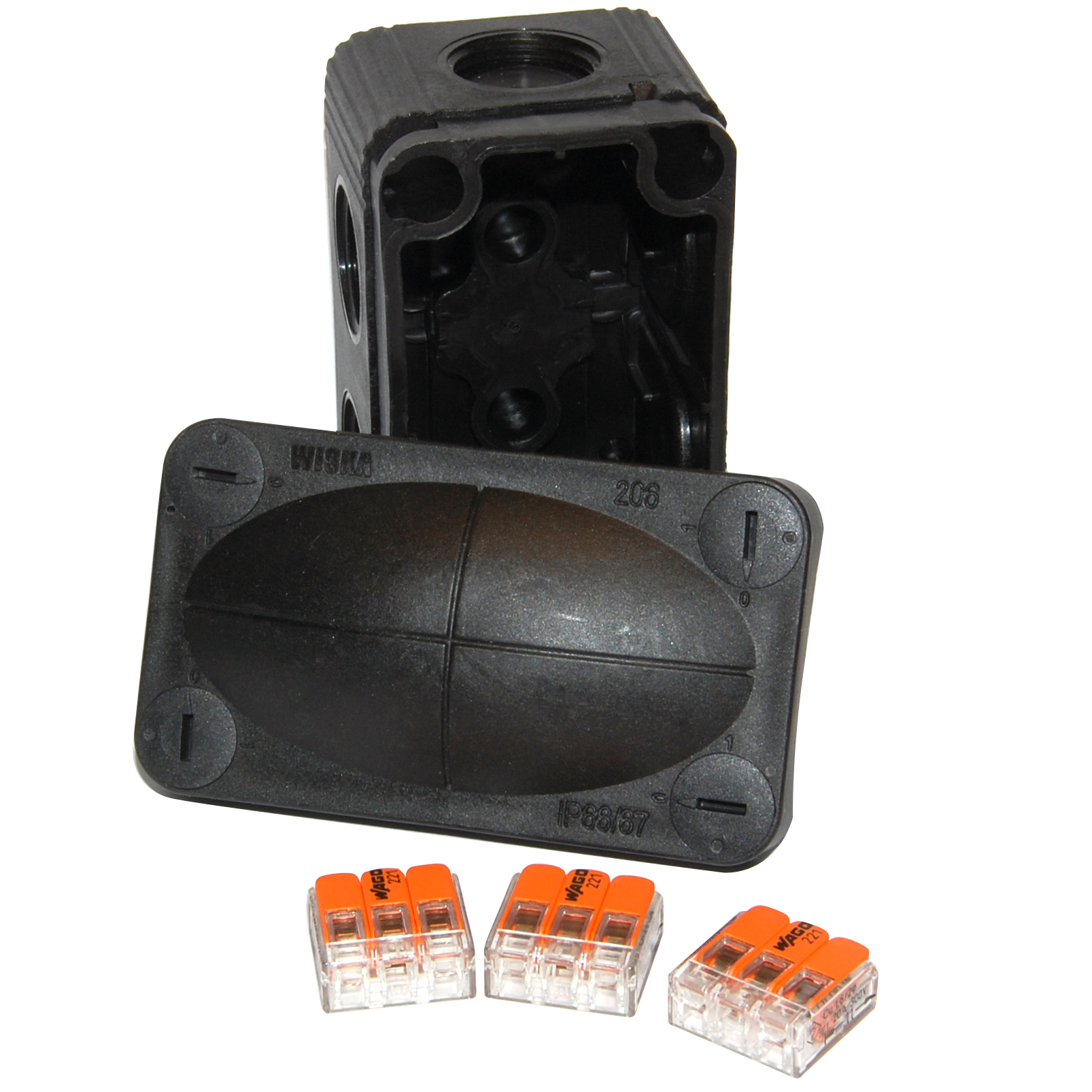 Wiska Combi 206 Black Weatherproof Junction Box with Wago