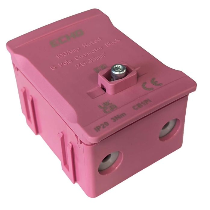 Deligo 100A 5 Way Connector Block/Distribution Terminal Pink