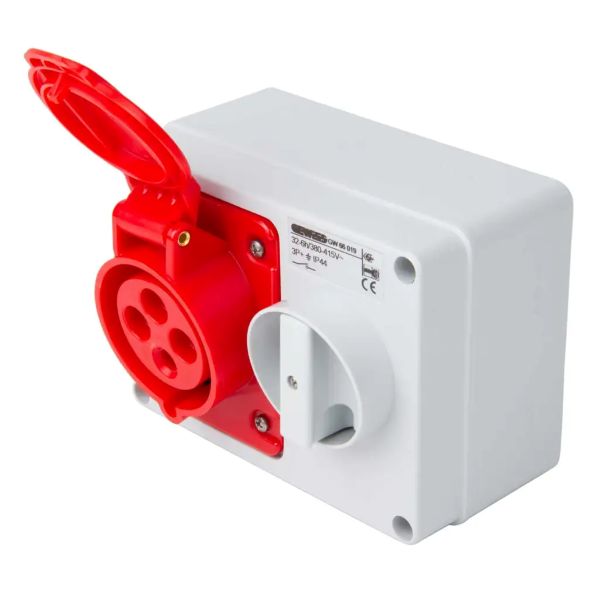 Gewiss Interlock 32 amp Switched Socket 3P + E 415v IP44