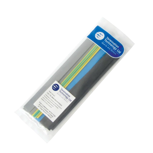 Heatshrink Sleeving Pack Black Blue Brown Grey Earth 3x225mm