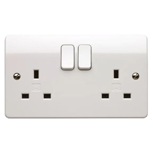 MK Logic Plus 13 Amp White Double Socket DP
