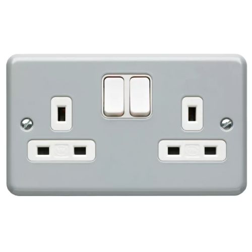 MK Metalclad 13 Amp Double Switched Socket 2G
