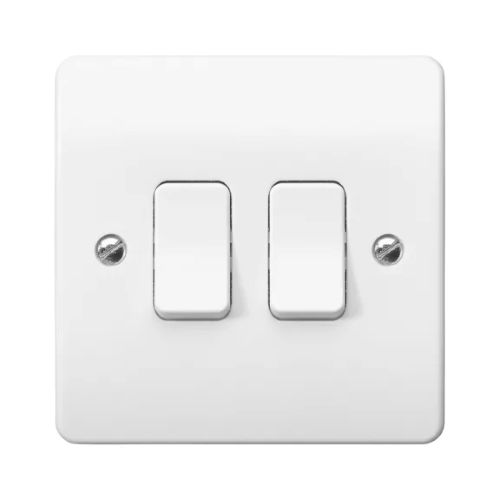 MK Logic Plus Double Light Switch 2 Gang 2 Way SP