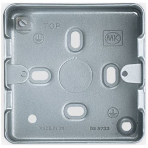 MK Metalclad 1-2 Gang 38mm Deep Back Box c/w Knockouts